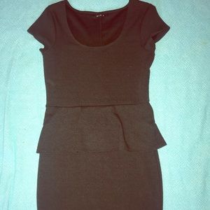 Black Peplum Dress - Mid Length